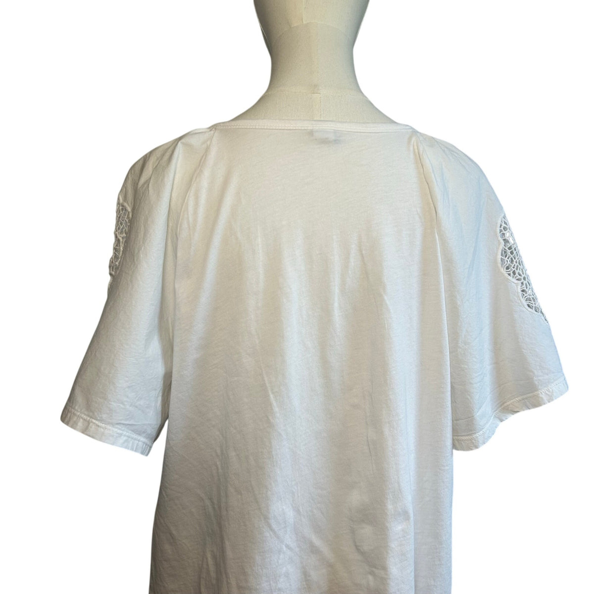 Old Navy Large White Dolman Sleeve Top Lace Detail Boho Casual Jersey Shirt Tee
