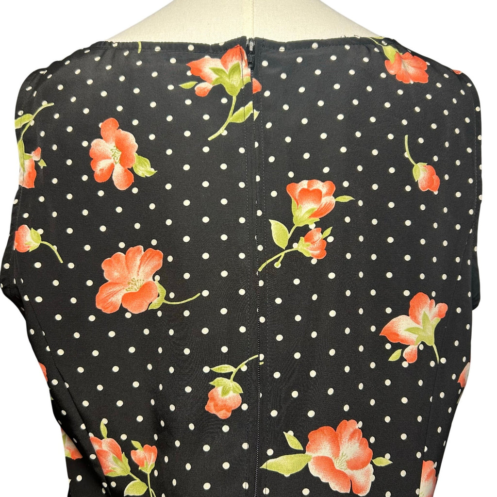 VTG Kathie Lee Collection Polka Dot Floral Sheath Dress Sz 10 Y2K 90s Retro