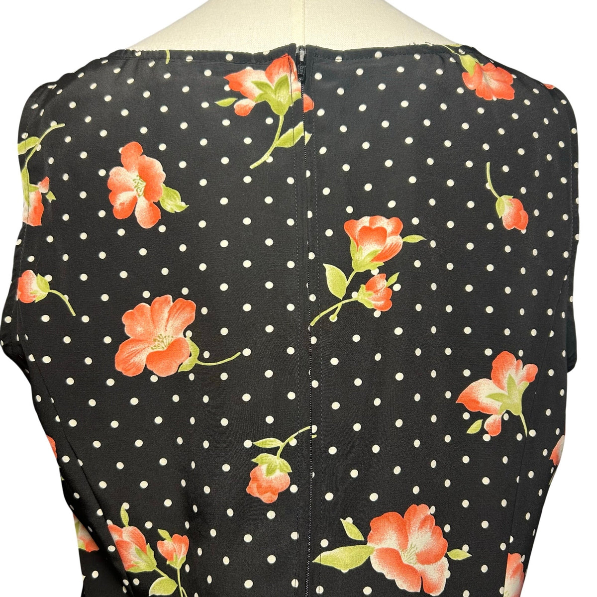 VTG Kathie Lee Collection Polka Dot Floral Sheath Dress Sz 10 Y2K 90s Retro
