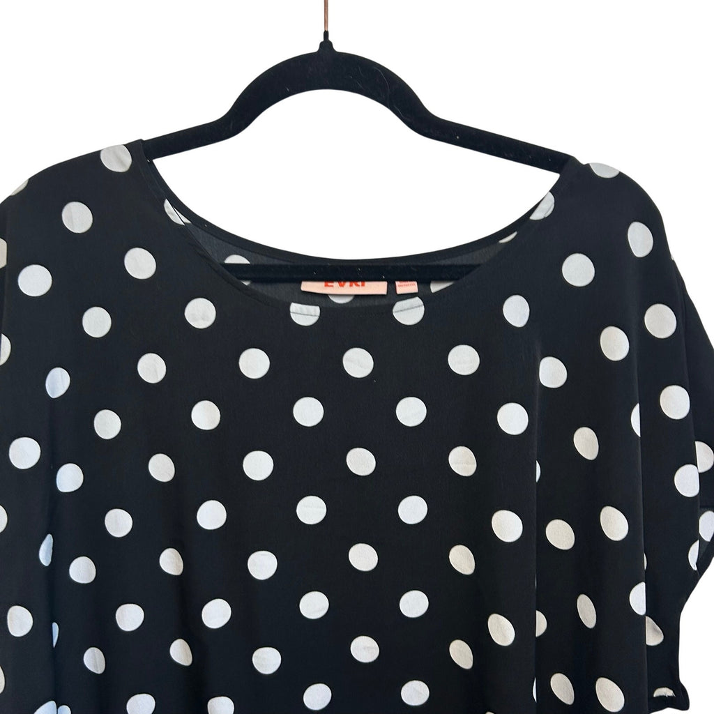 Evri Plus XL Black White Polka Dot Blouse Knit Jersey Plus Size Casual Retro