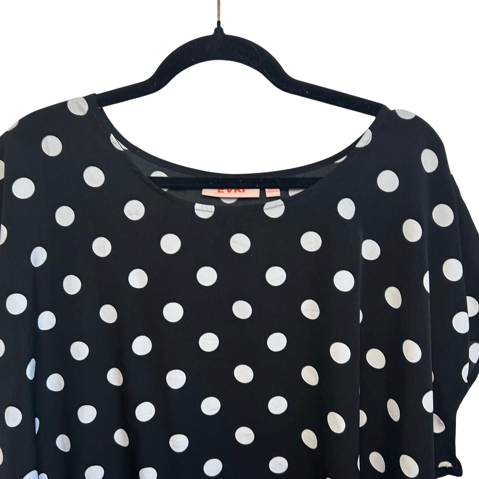 Evri Plus XL Black White Polka Dot Blouse Knit Jersey Plus Size Casual Retro