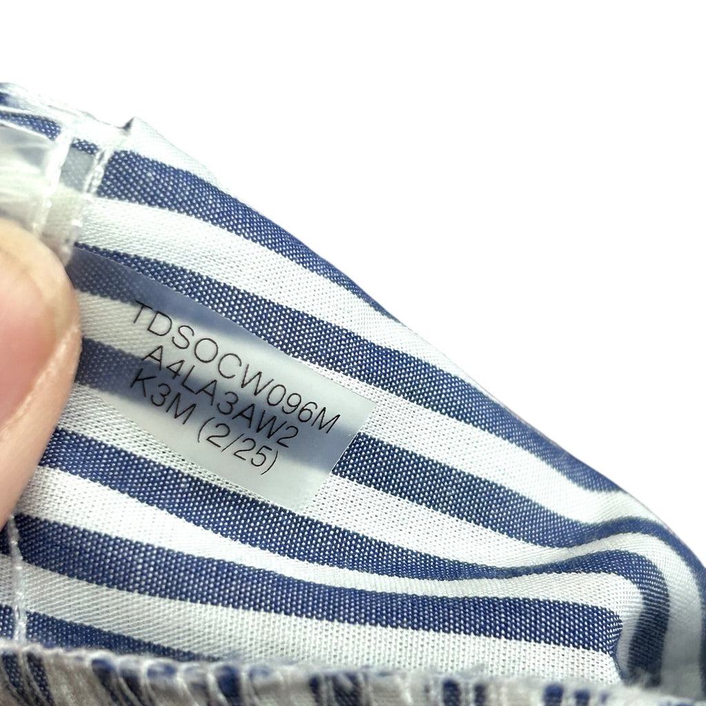 Tommy Hilfiger Blue White Striped Ruffle 14 Shirt Dress Cotton Coastal Preppy