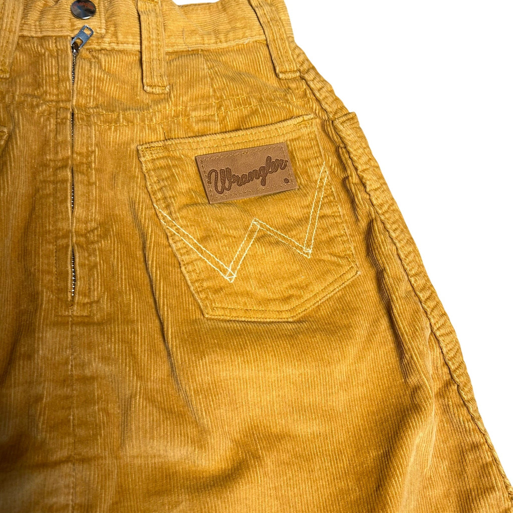 VTG 70s Wrangler Mustard Gold Corduroy Mini Skirt Petite XXS Western Boho Retro