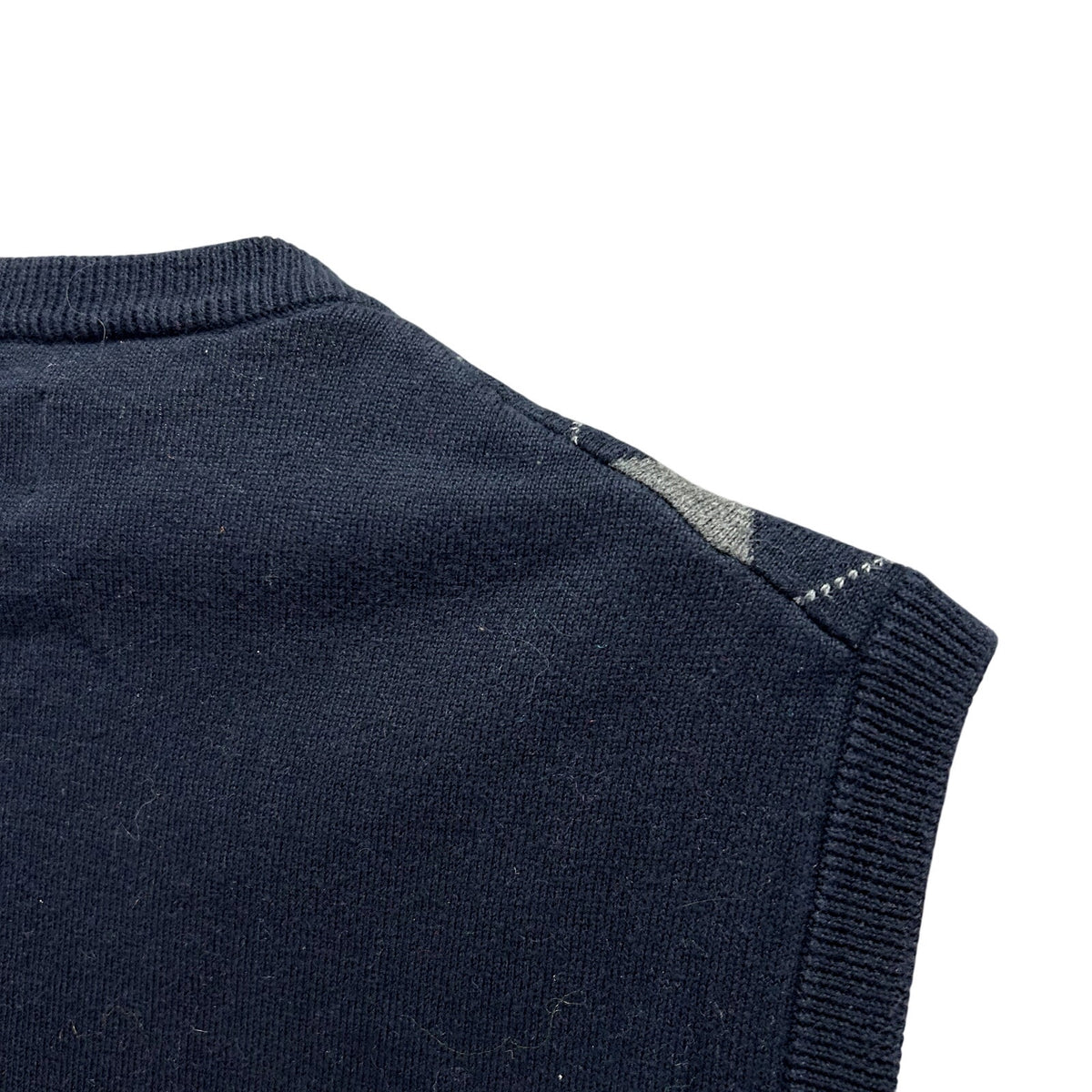 Chaps L Blue Argyle Cotton Knit V-Neck Sweater Vest Preppy Dark Academia