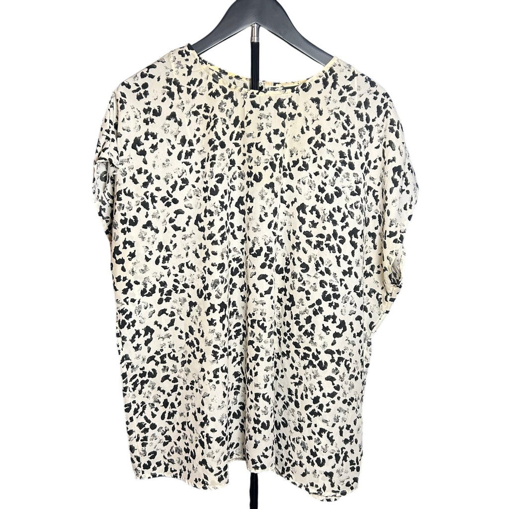 Halogen Cap Sleeve Blouse 1X Plus Size Animal Print Black White Nordstrom Top