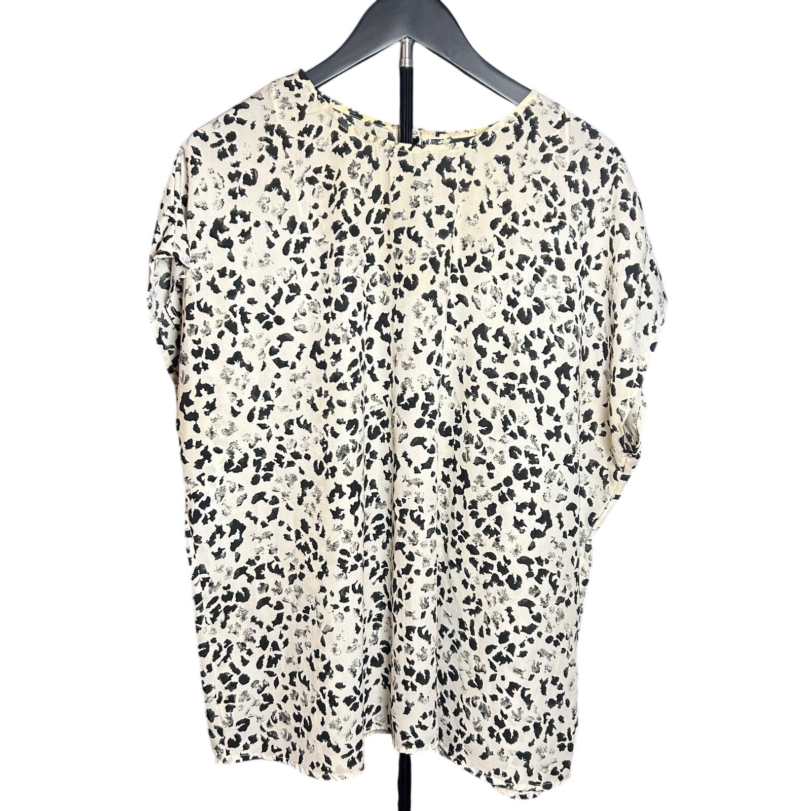 Halogen Cap Sleeve Blouse 1X Plus Size Animal Print Black White Nordstrom Top