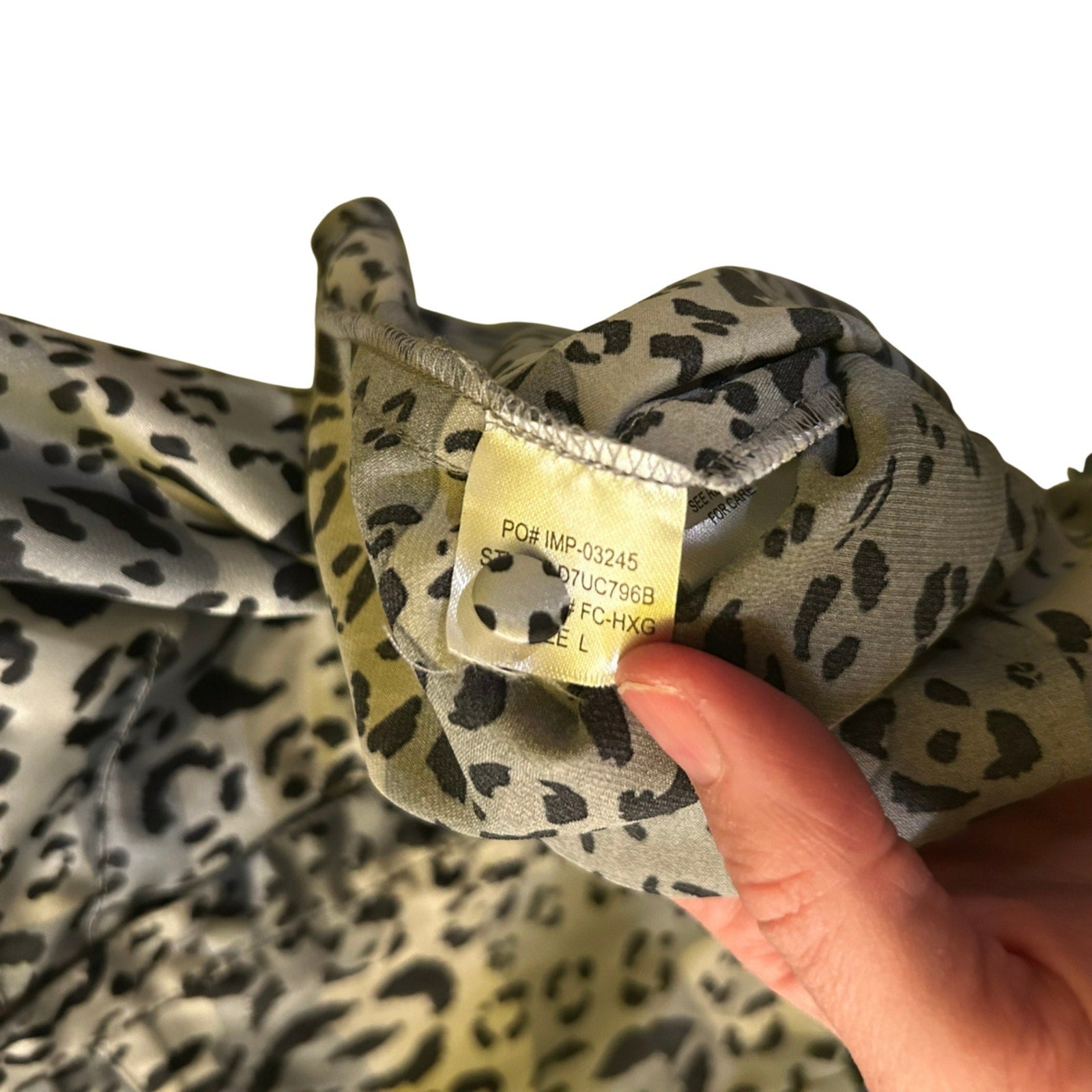 VTG FANG Cheetah Animal Print Satin Blouse Puff Sleeve Mob Wife Office Siren M
