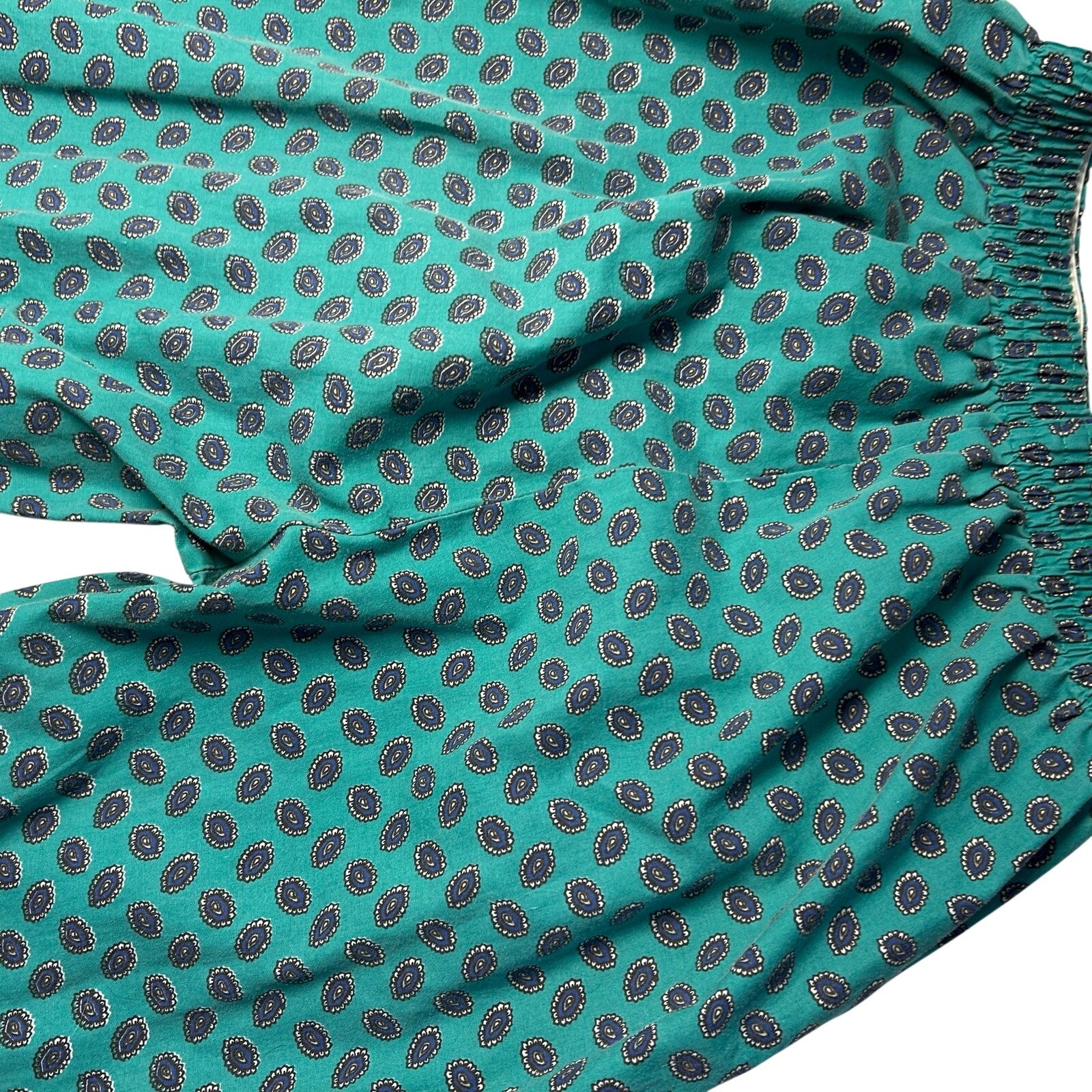 VTG 80s S Green Pajama Set Long Sleeve Loungewear Casual Retro Indie Whimsigoth