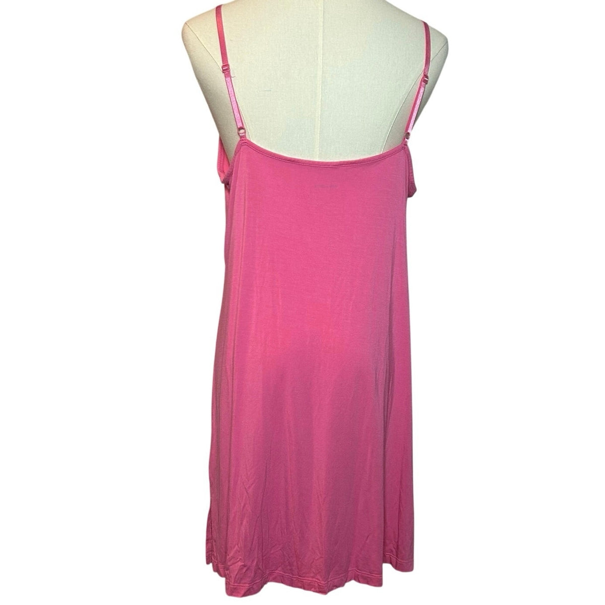 Soft Pink Bamboo Viscose Cami Nightgown Satin Trim Sleepwear Chemise Small