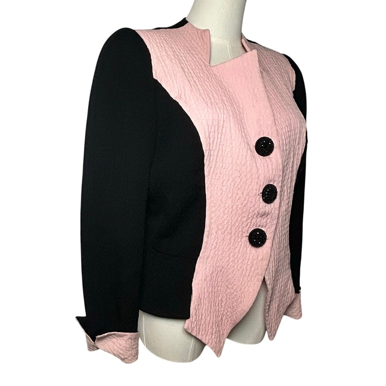 VTG 80s David Hayes Pink Black Power Blazer M Retro Glam Preppy Casual Indie