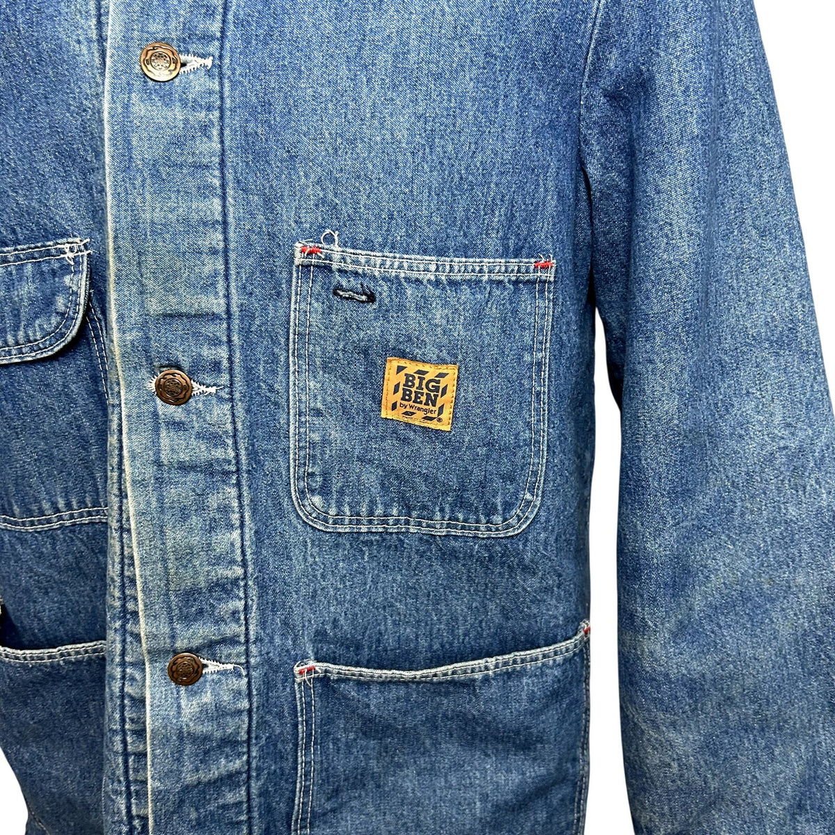 VTG 70s Big Ben Wrangler 36 Blanket Lined Denim Jacket Hand Painted Cow Art Barn