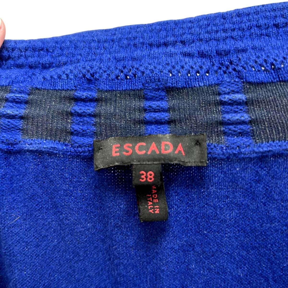 VTG 90s Escada 38 S Royal Blue 100% Cashmere Long Sleeve Knit Sweater Dress Chic