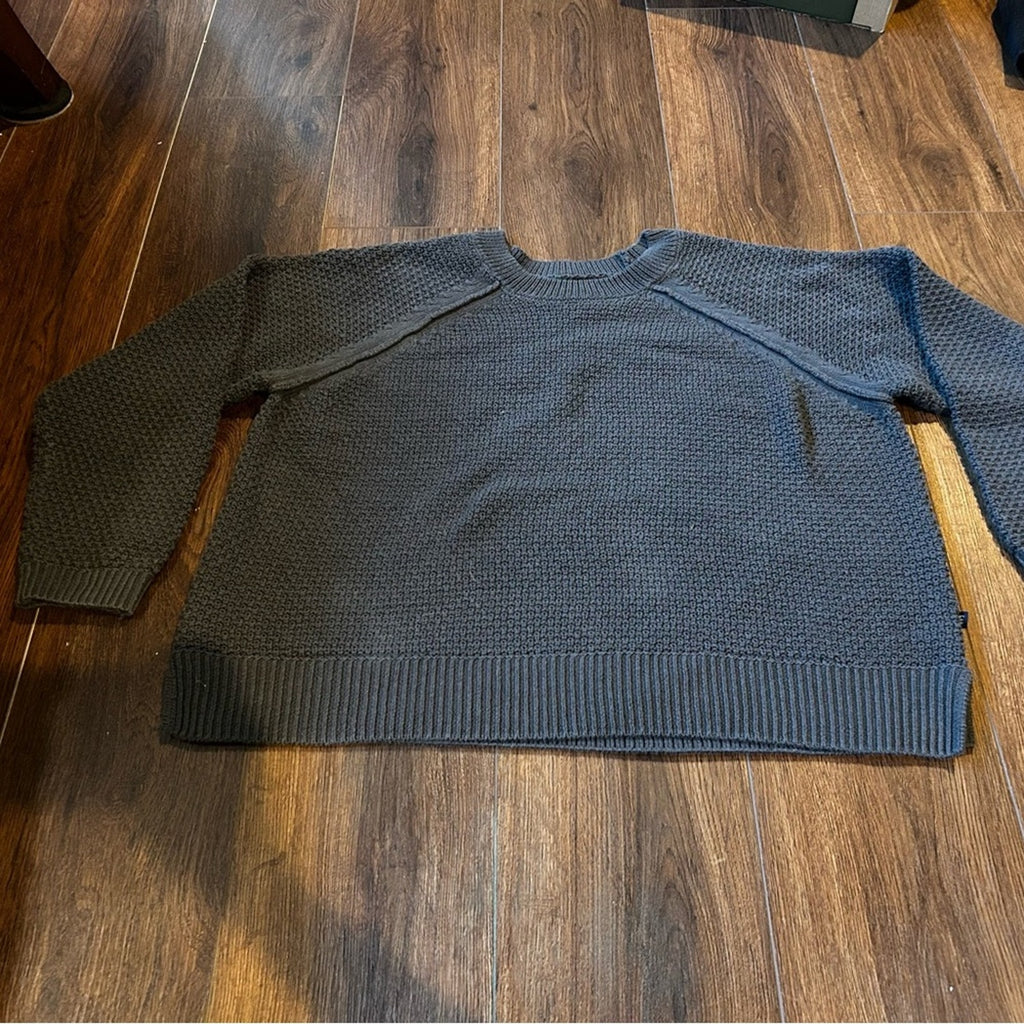 Gap Textured Honeycomb Knit Pullover Sweater Grey XL Raglan Long Sleeve Soft