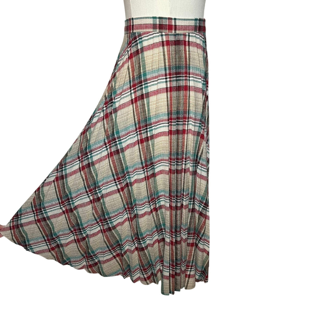 VTG 70s Pan-Her Plaid Pleated Skirt XS Preppy Dark Academia Twee Indie Retro