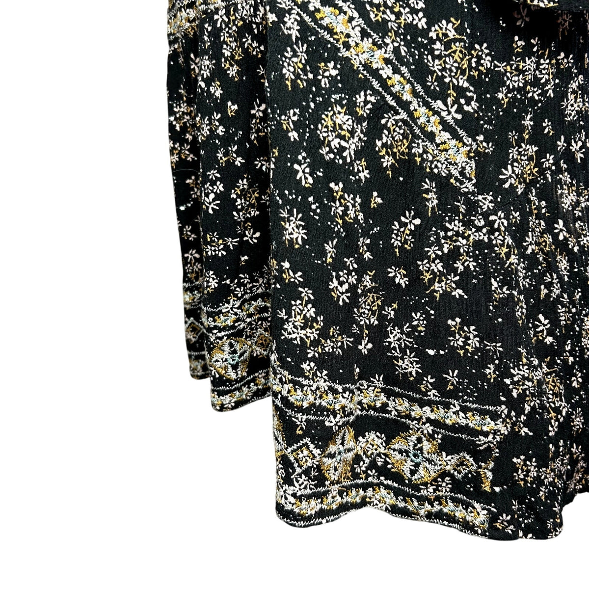 Knox Rose Black Embroidered Boho Floral Tunic Top S Boho Goth Whimsigoth Casual