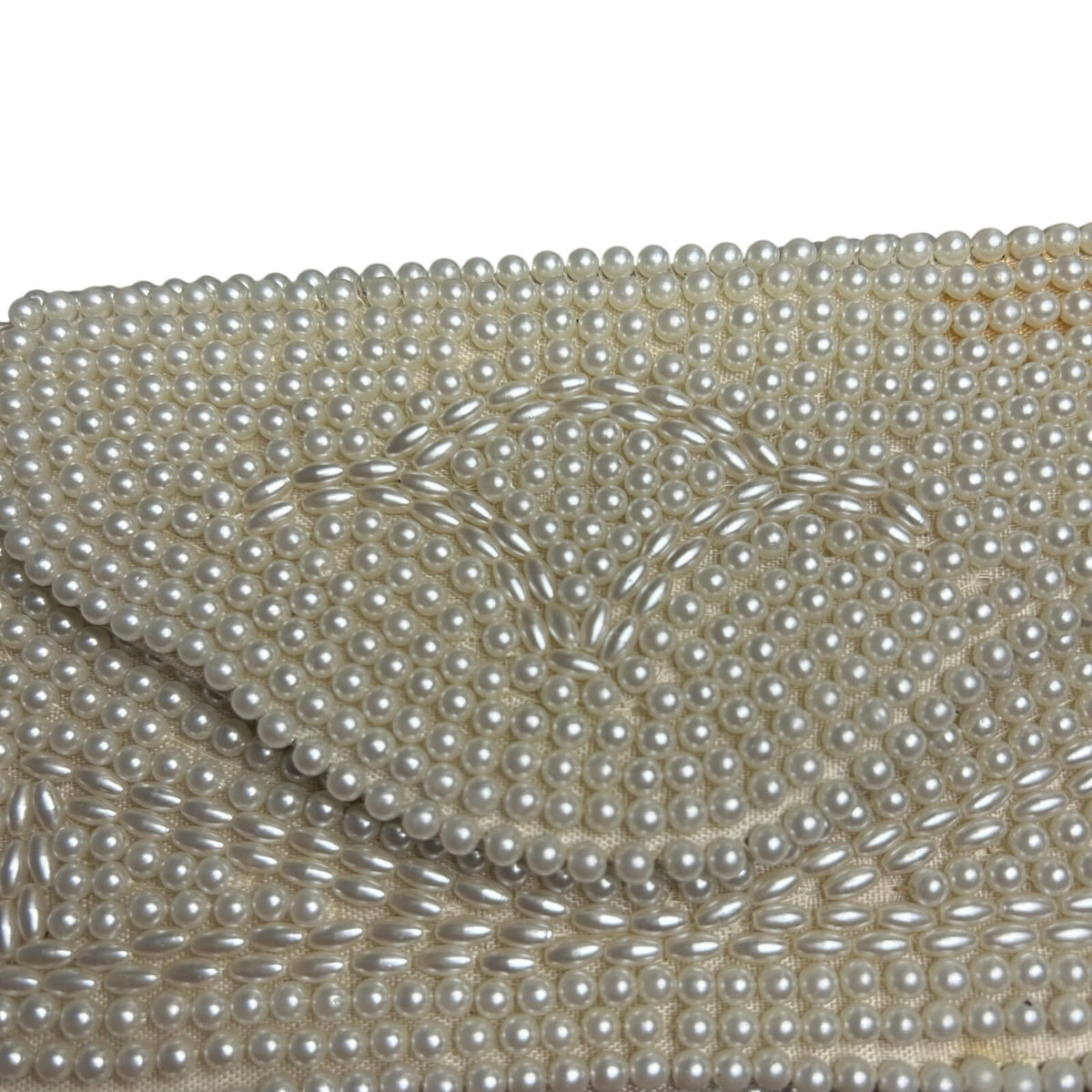 VTG 50s Pearl Beaded Clutch Japan White Evening Bag Glam Coquette Bridal Wedding