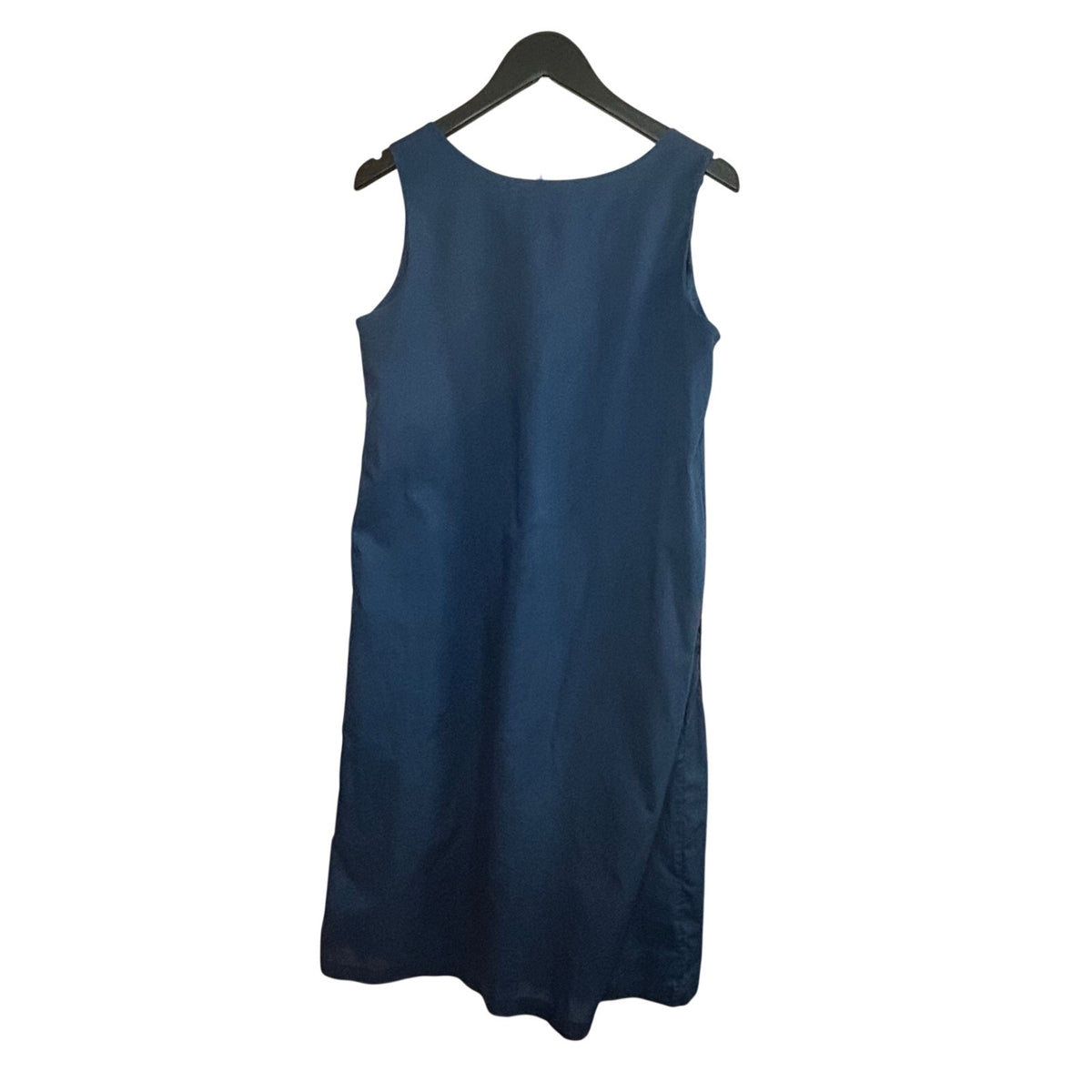 VTG 70s ILGWU Embroidered Floral Pocket Pinafore Dress Navy Blue Small Retro