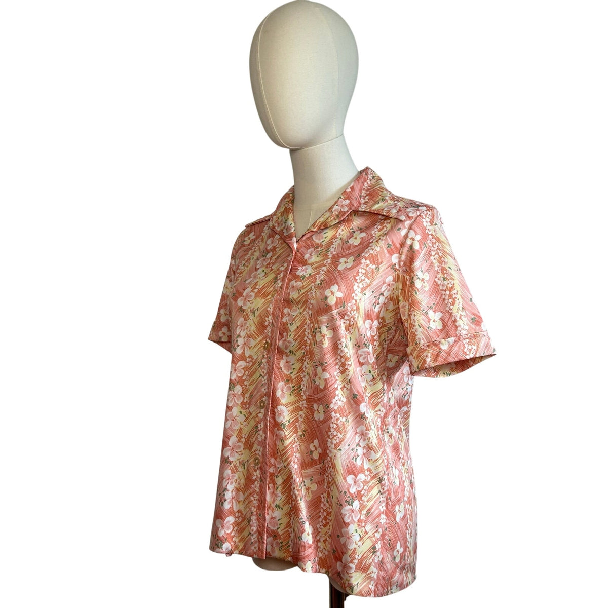 VTG 70s Sodi S Peach Floral Miami Florida Top Boho Retro Casual Indie Cottage