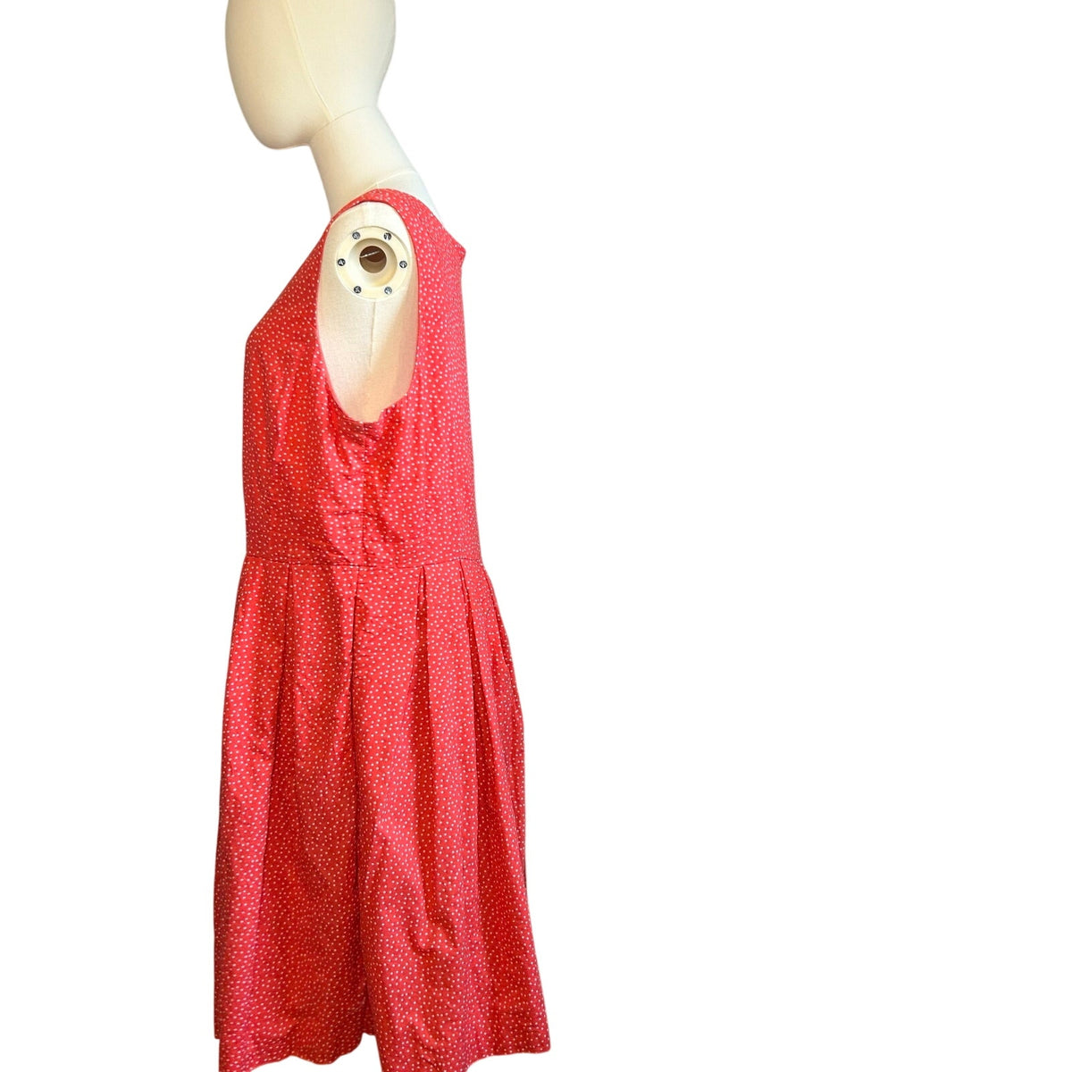 Corey P Orange Polka Dot Midi M Dress Cotton Pocket Retro Twee Preppy Sleeveless