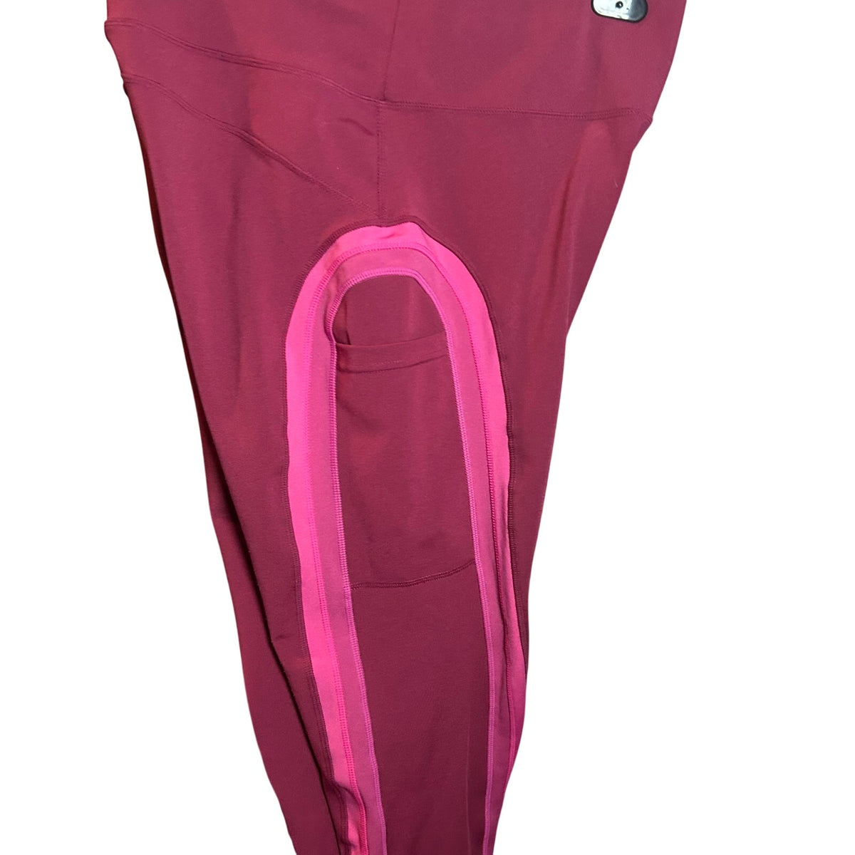 Pop Fit High Waisted Pocket Leggings Magenta Pink 2X Activewear Yoga Two Tone