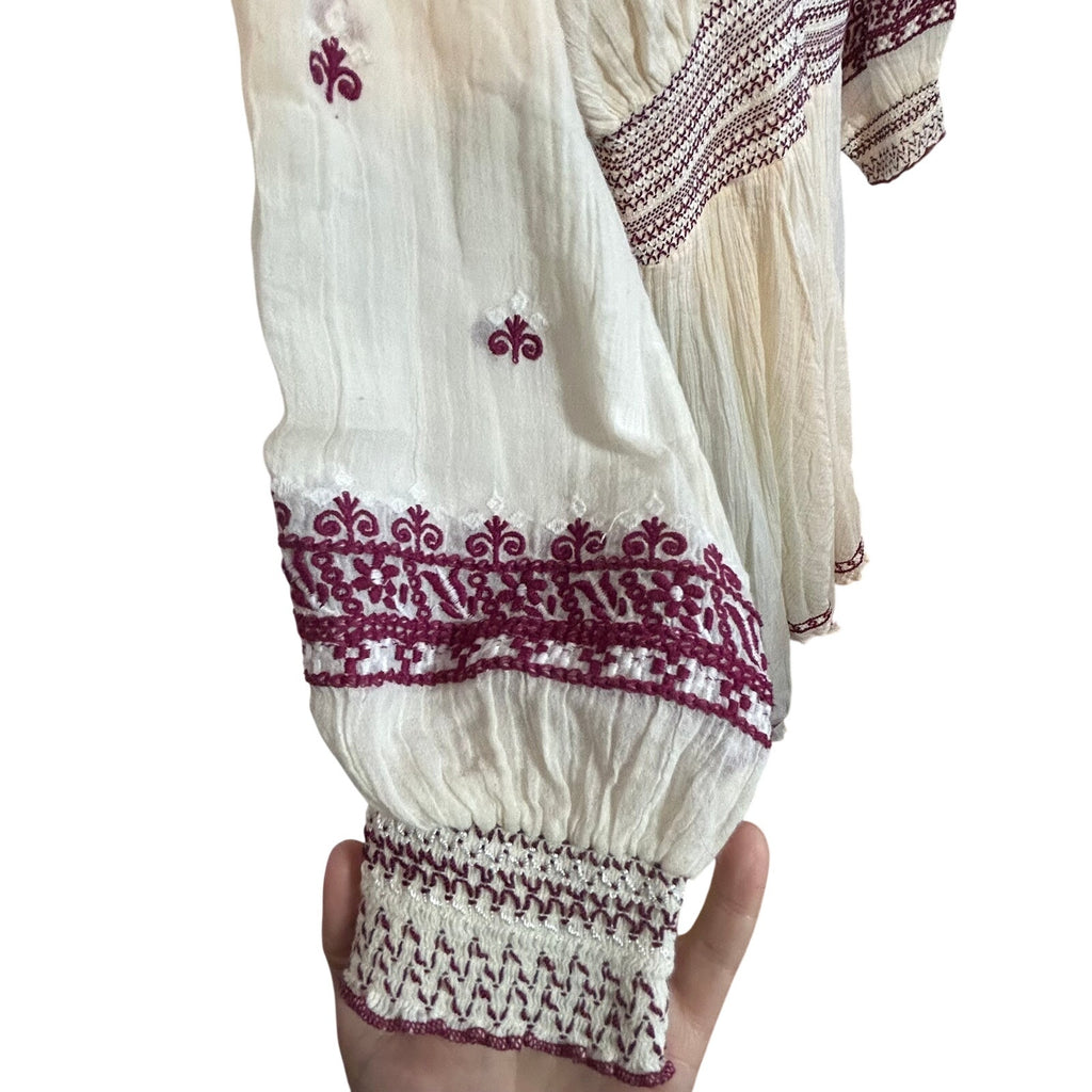 Free People FP One White Purple Embroidered Fleur Du Jour Midi Dress Size S