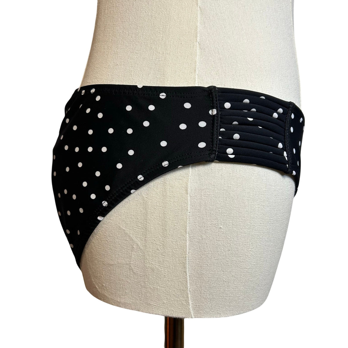 Black White Strappy Side Bikini Bottom Swim Medium Coquette Minimalist Y2K