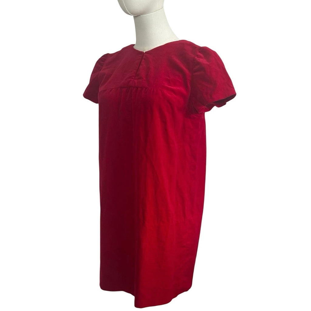 VTG 60s Red Velvet Mini Dress S Keyhole Bespoke Babydoll Glam Twee Retro Mad Men