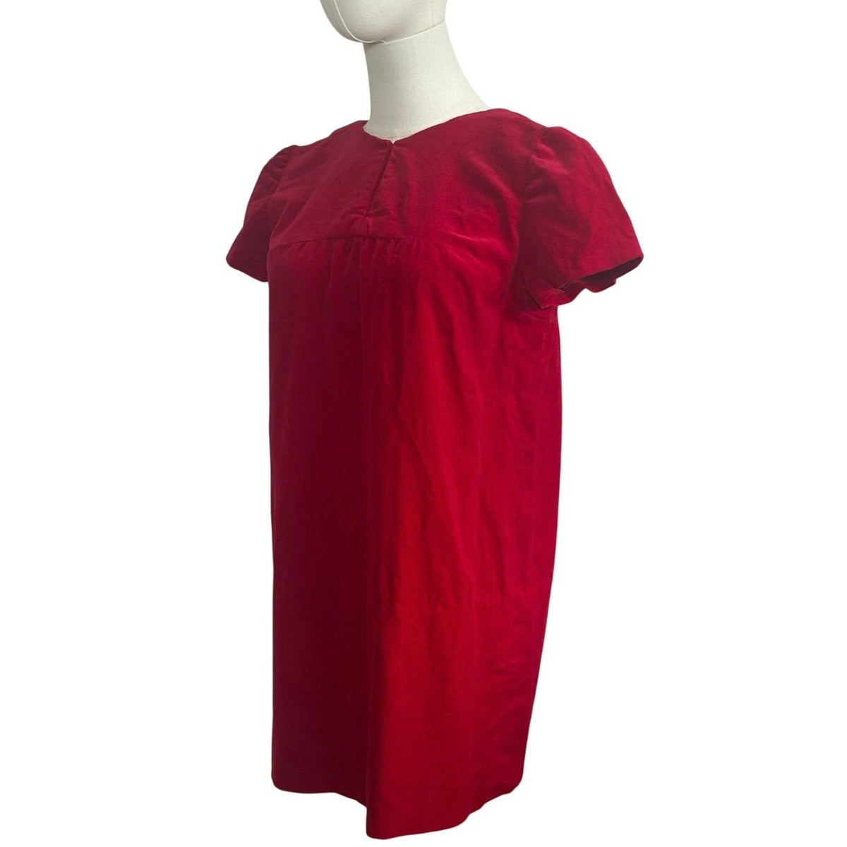 VTG 60s Red Velvet Mini Dress S Keyhole Bespoke Babydoll Glam Twee Retro Mad Men