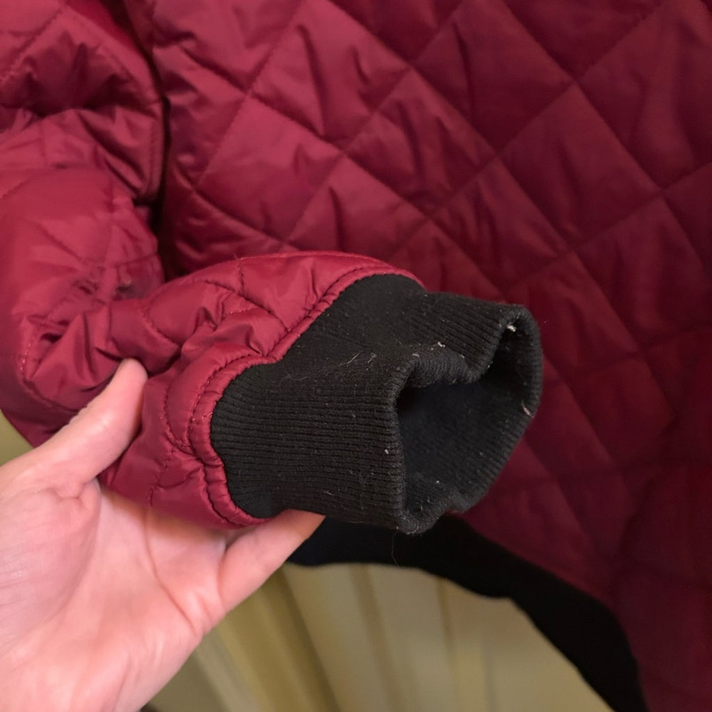 Angstar Maroon Quilted Bomber Jacket XL Aviator Utility Sleeve Pocket Burgundy