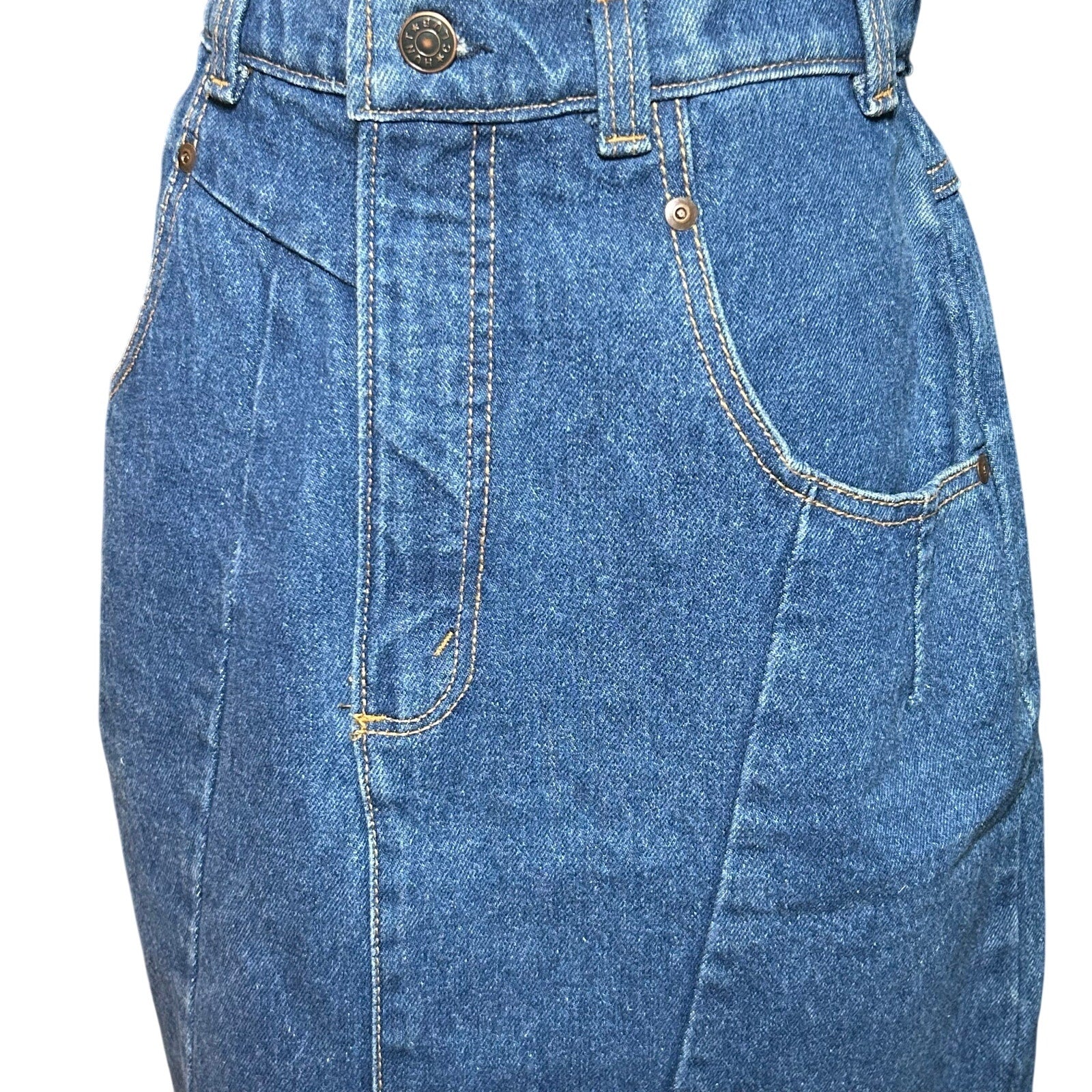 VTG Hunt Club Denim Mini Skirt Made in USA High Waisted Paneled Blue Size 4