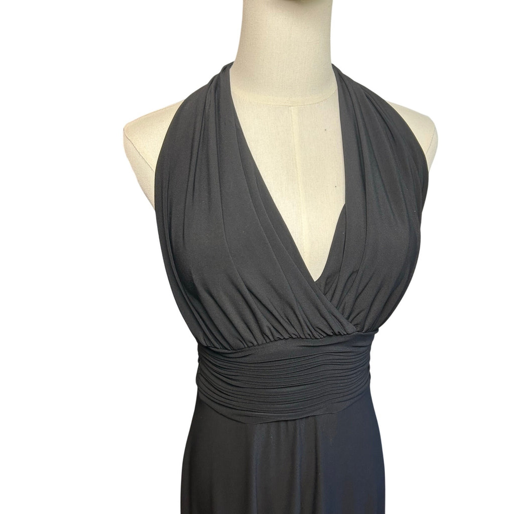 Evan Picone 6 Black Sleeveless Midi Dress Minimalist Formal Cocktail Gown Glam