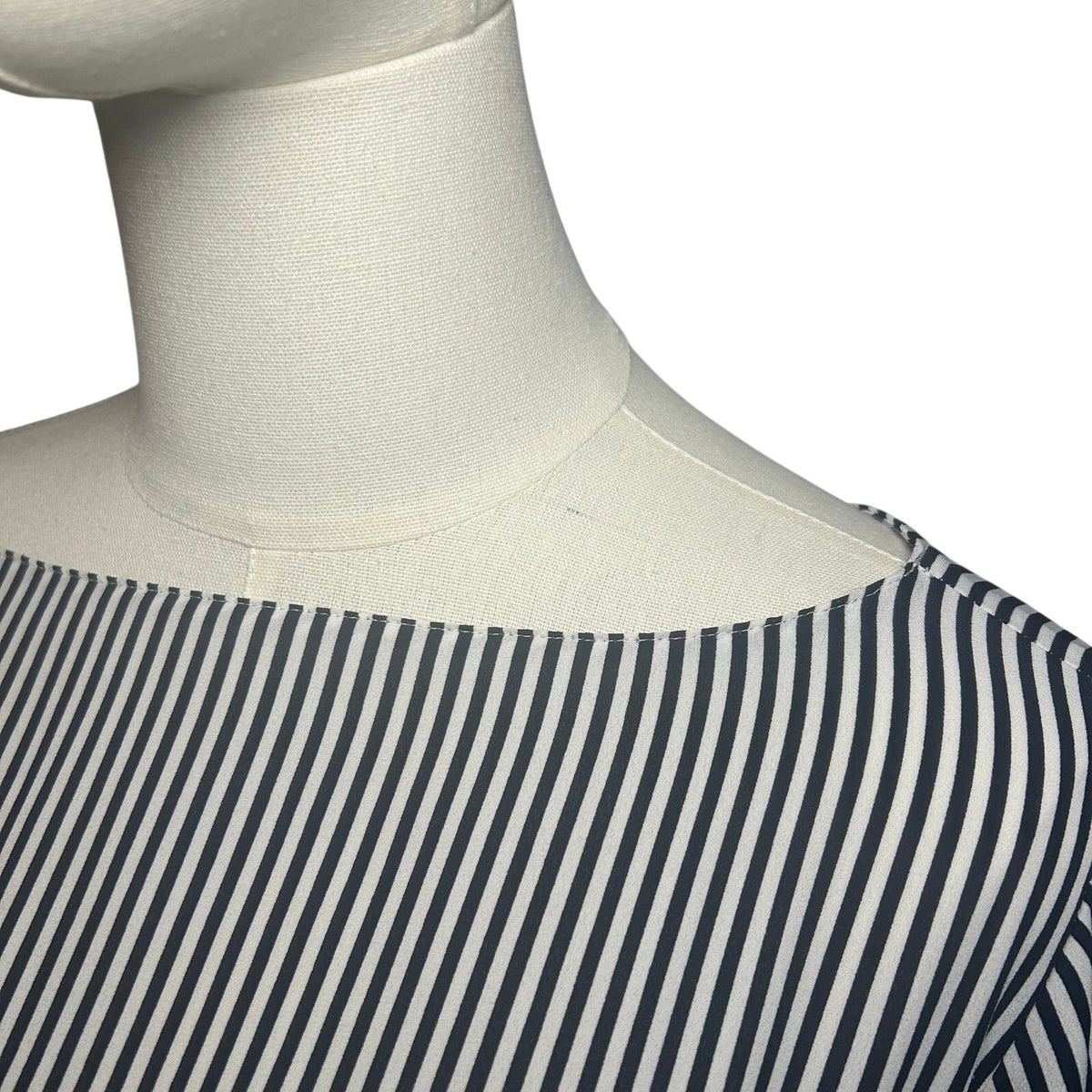 Ann Taylor Modern Striped Boat Neck Blouse Smocked Cuff Minimalist Preppy Large