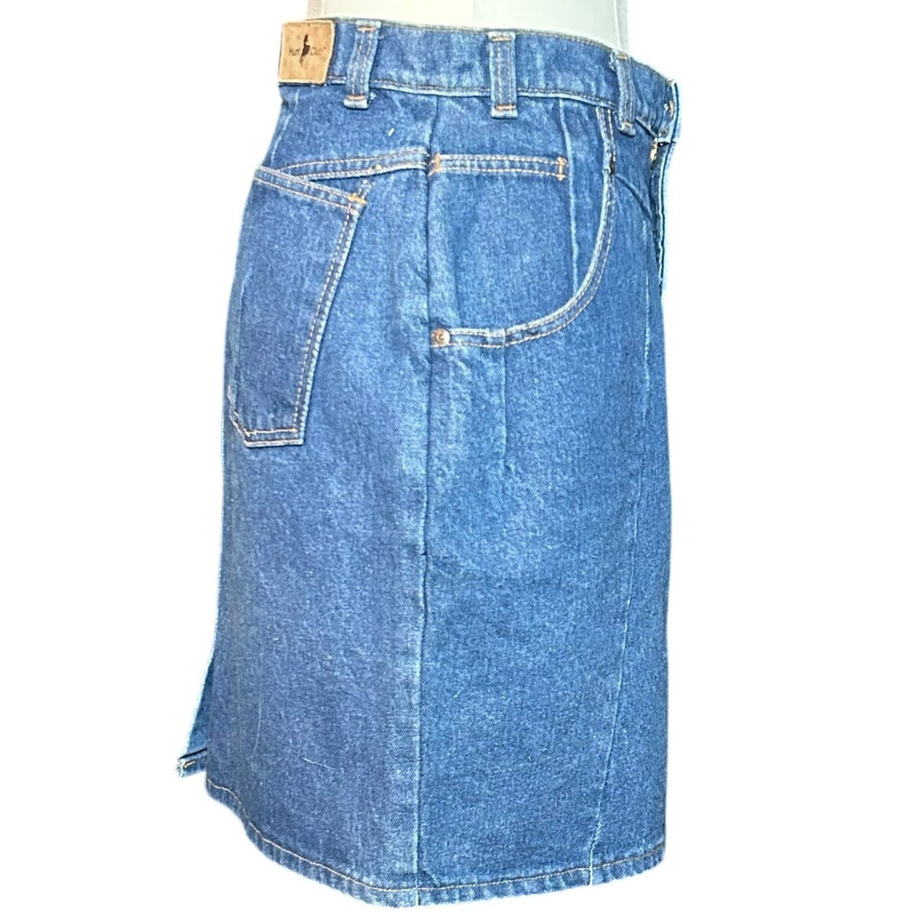 VTG Hunt Club Denim Mini Skirt Made in USA High Waisted Paneled Blue Size 4