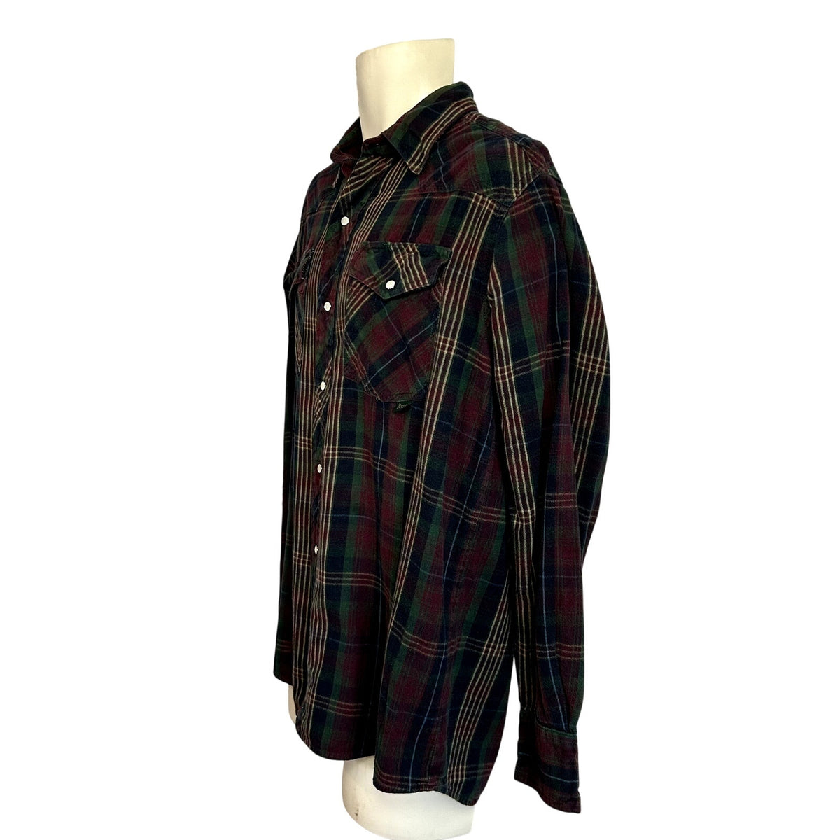 Berne L Multicolor Plaid Flannel Pearl Snap Work Shirt Utility Pen Pocket Gorp