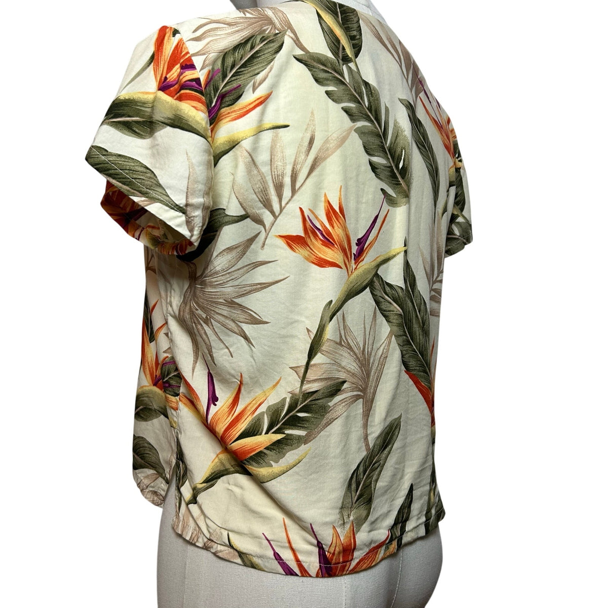 VTG Paradise Found Bird of Paradise Rayon Crop Top Made in Hawaii XS