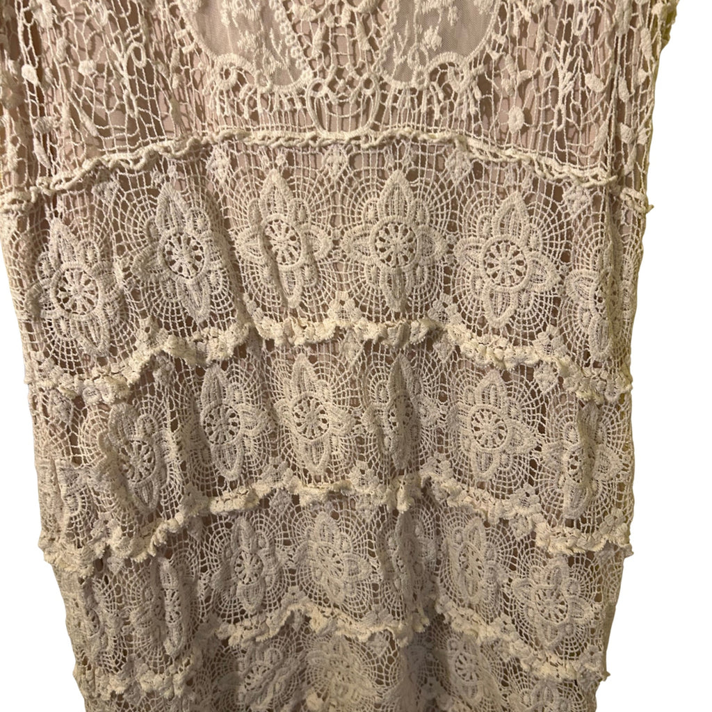 JLo Collection Lace Mini Dress Womens XL Cream Boho Y2K 2010s Whimsygoth