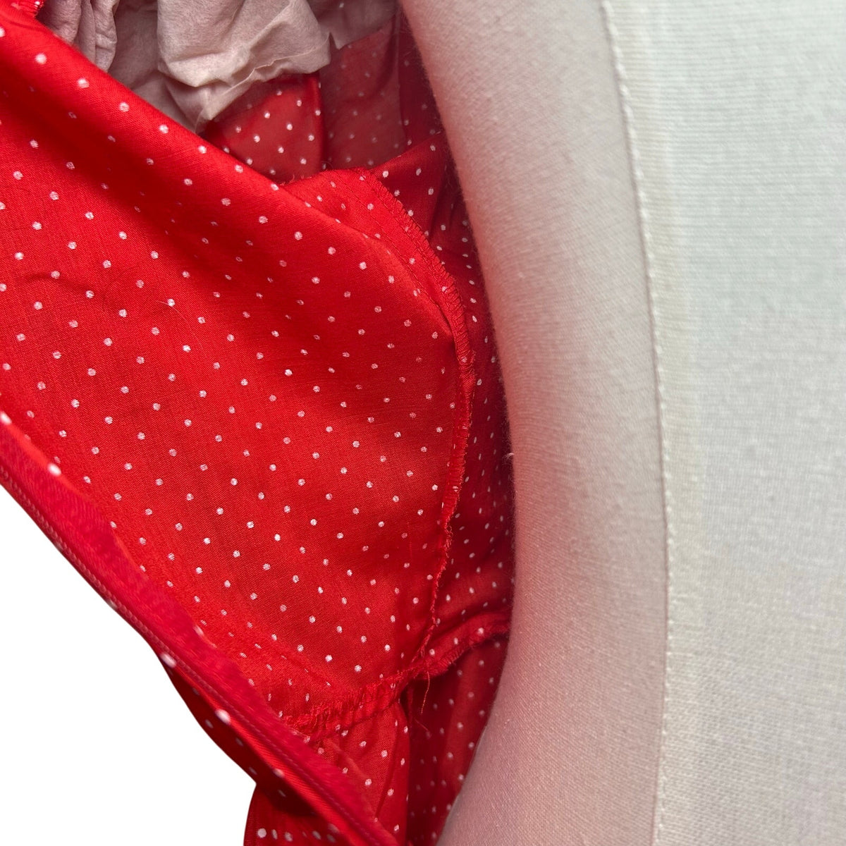 VTG 80s Red White Polka Dot Puff Sleeve Midi Dress