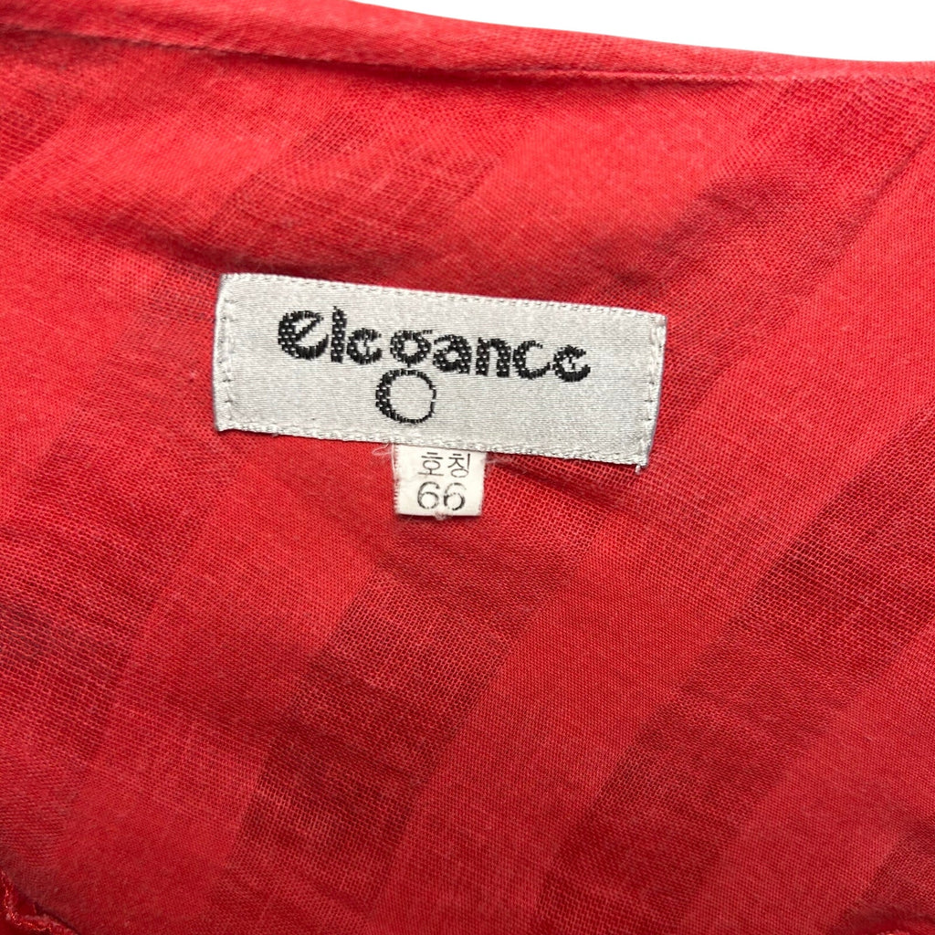 VTG Y2K Elegance Red Ruched A-Line Midi M Skirt Minimalist Casual Preppy Retro