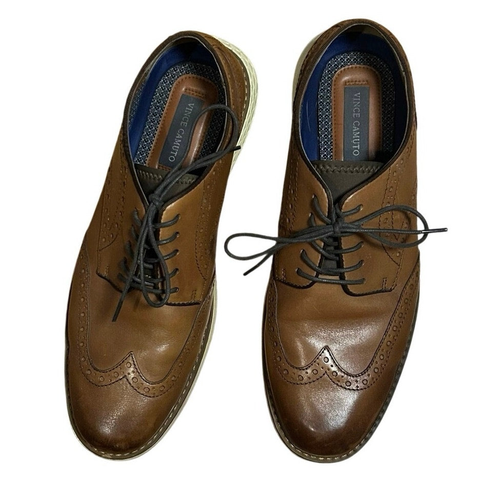 Vince Camuto Brown Leather Dress Shoes Men's 10.5 Professional Oxfords Academia