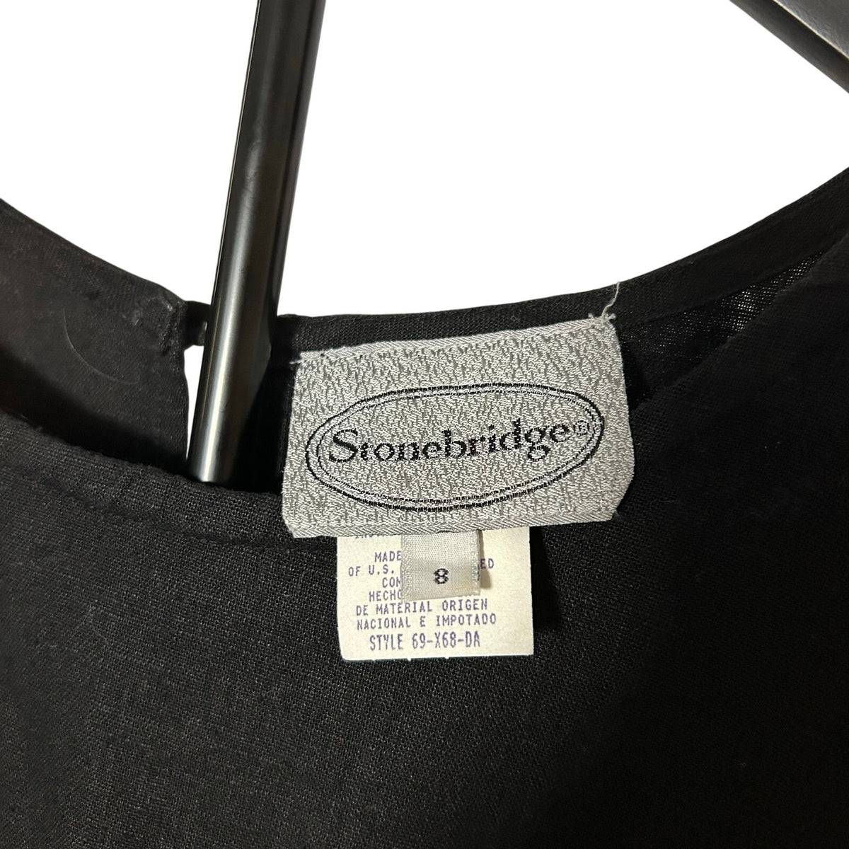 VTG Stonebridge Daisy Embroidered Shift Dress Black Sz 8 Linen Blend Whimsygoth