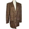 VTG 70s Liz Claiborne Wool Brown Plaid Blazer L Preppy Grunge Dark Academia