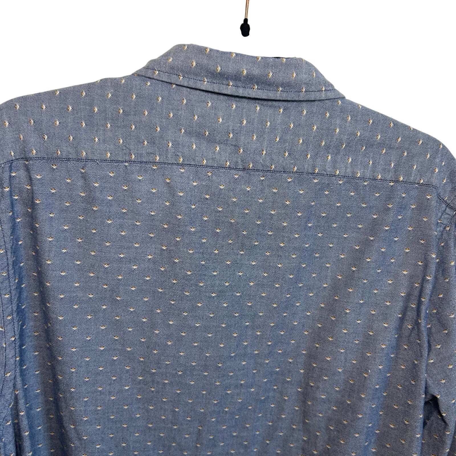 Nautica Mens L Large Slim Fit Blue Dobby Weave Long Sleeve Shirt Preppy Casual
