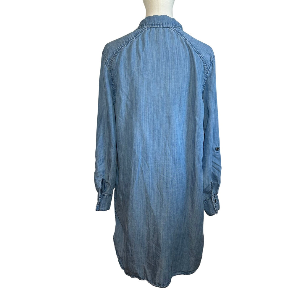 Philosophy Blue Soft Tencel Utility Shirt Dress Large Casual Minimalist Preppy