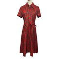 VTG 70s Red Paisley Dagger Collar Midi Dress with Matching Belt M Whimsygoth