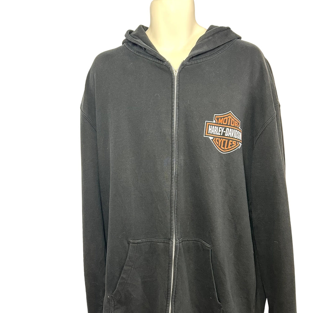 Harley-Davidson XL House of Harley 2013 Black Graphic Full Zip Biker Hoodie