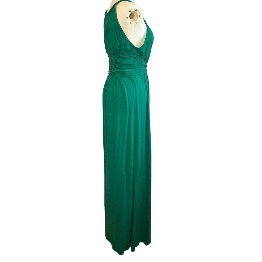 Max Studio Emerald Green Ruched Halter Maxi Dress Maternity Photoshoot Fair Luxe