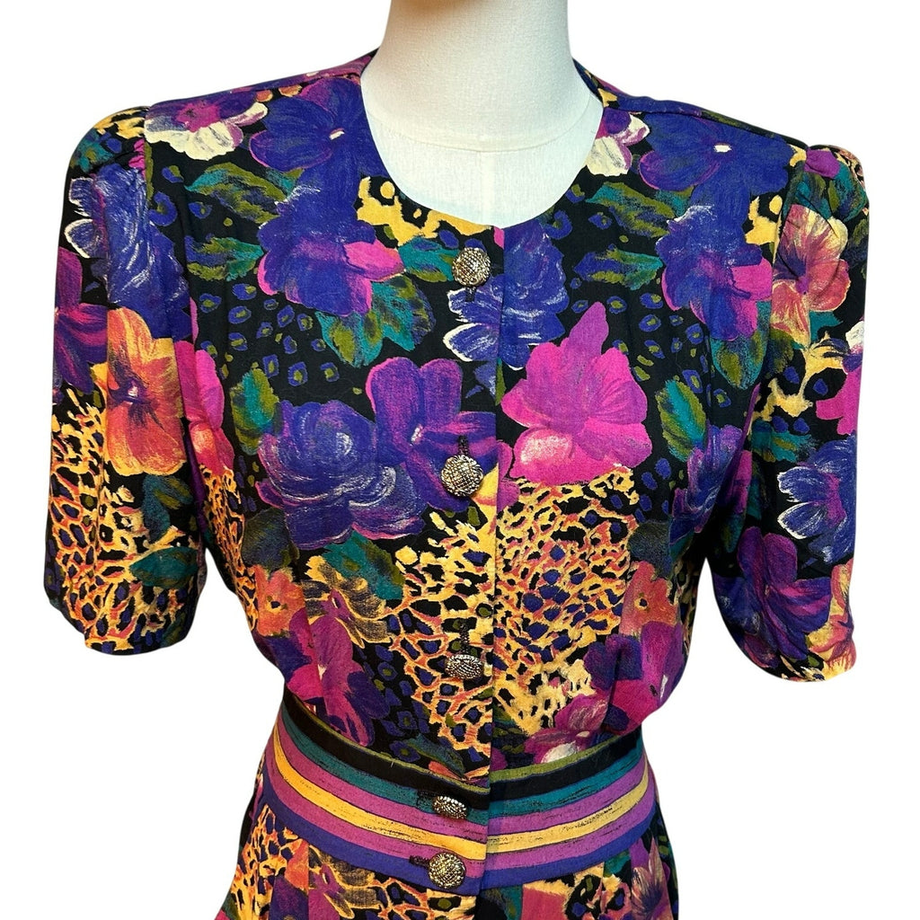 VTG Positive Attitude Midi Dress 11/12 Modern M Floral Whimsigoth Dark Academia