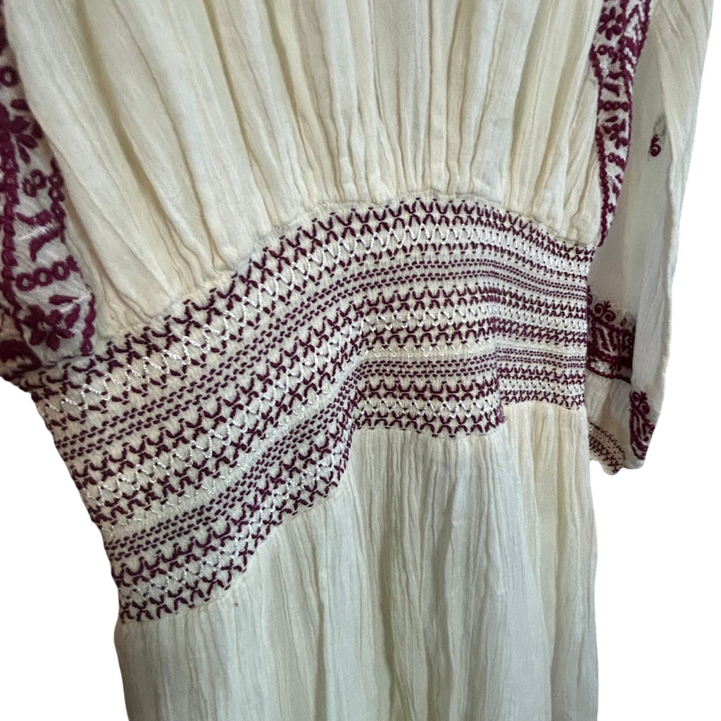 Free People FP One White Purple Embroidered Fleur Du Jour Midi Dress Size S