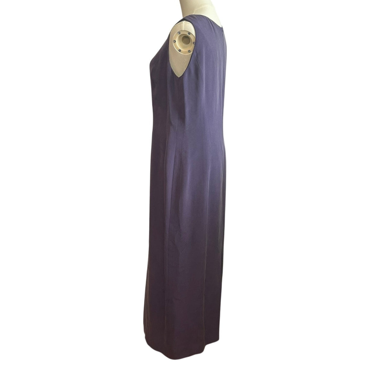 YL Yansi Fugel Purple Matte Crepe Column Maxi Dress Size 12 90s Minimalist Y2K