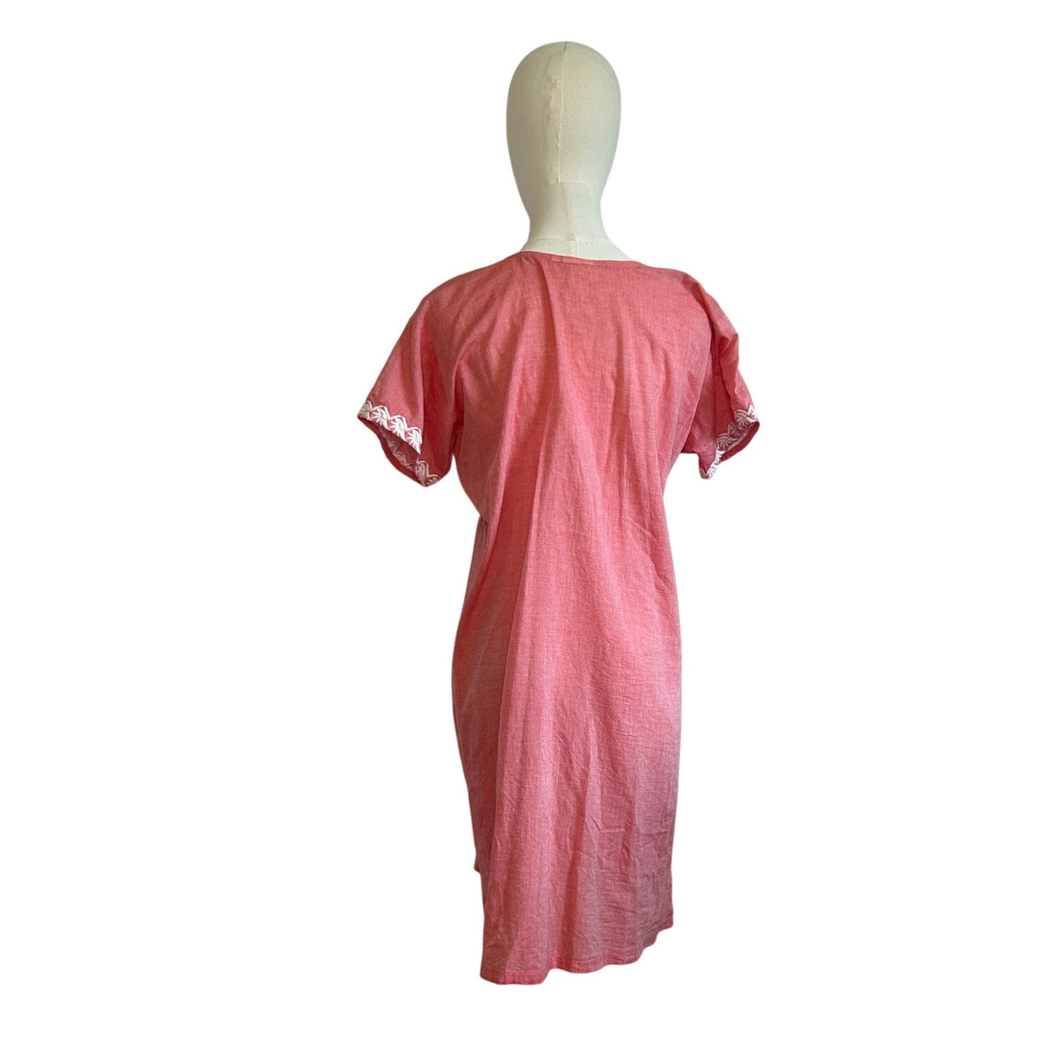 Indian Pink Peach Embroidered Cotton Mini 12 Dress Boho Cottage Fairy Whimsigoth